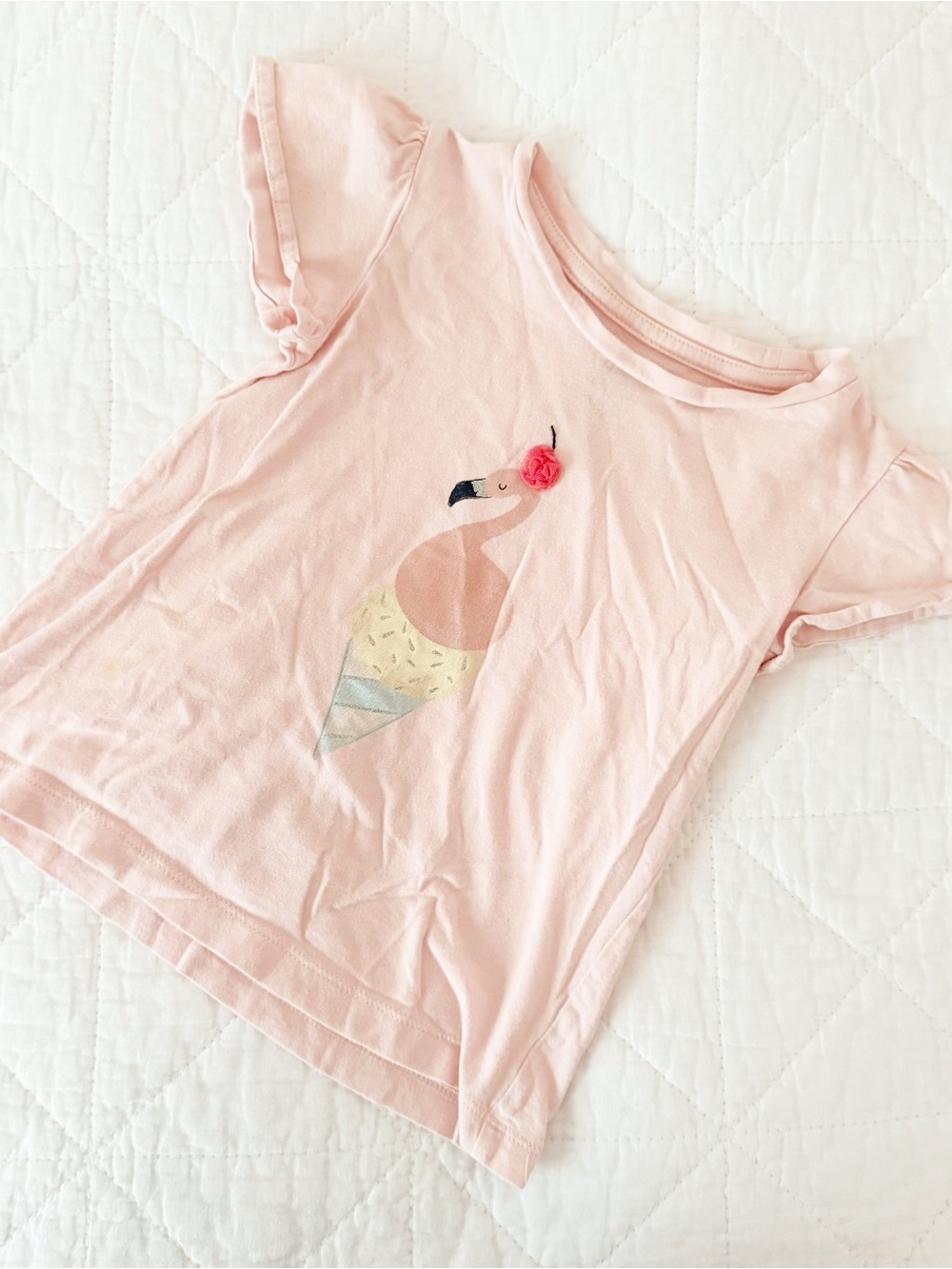 Gap Kids 3T Girls Pink Flamingo Ice Cream Cone Graphic Tee
